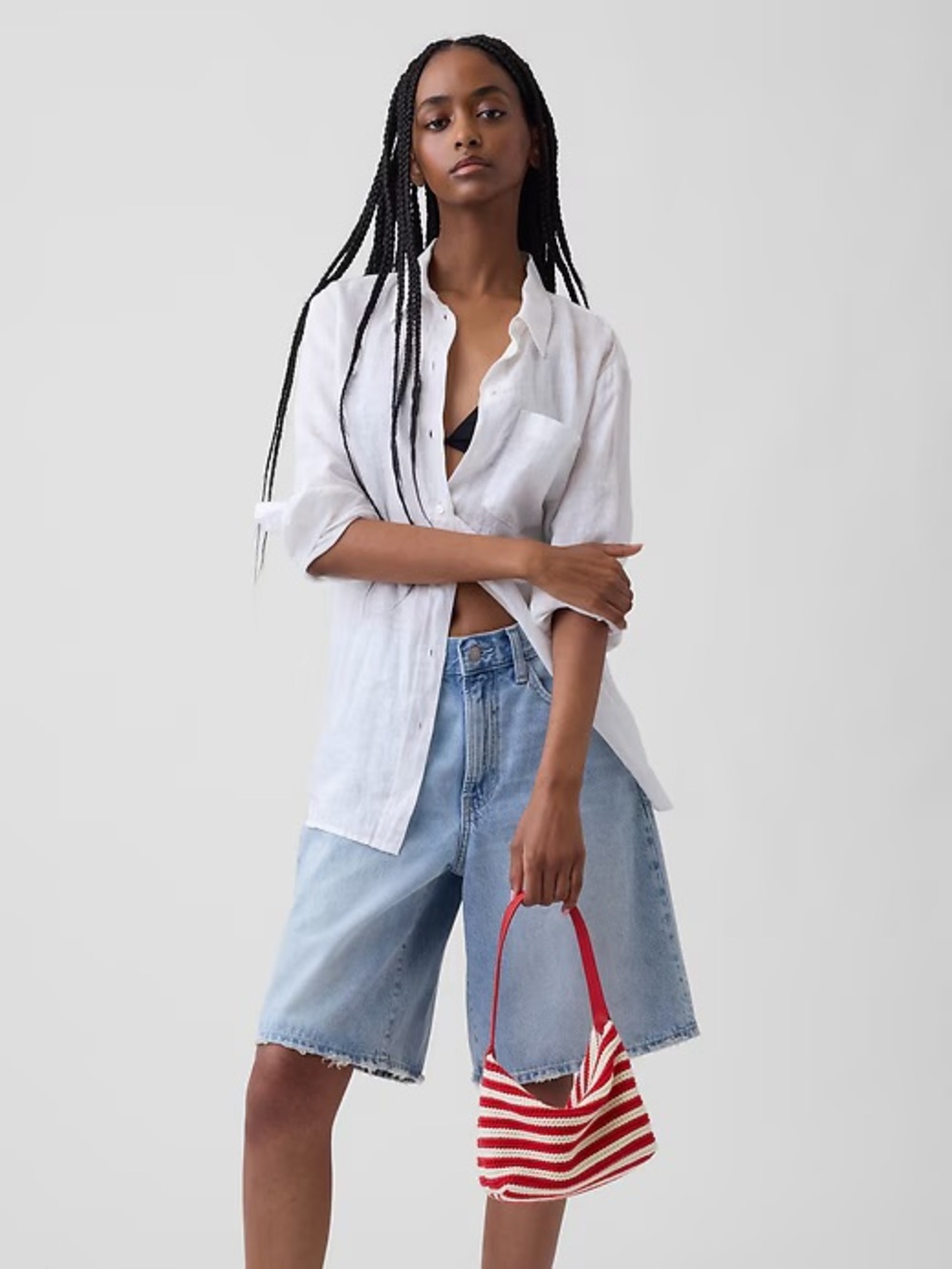 GAP Crochet Stripe Mini Bag Red Stripes NWT